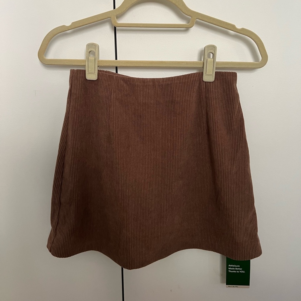 HALARA Brown Corduroy Mini Skirt